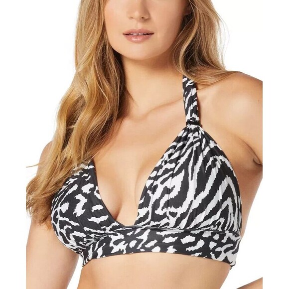 Coco Reef Women's Contours Athena Draped Halter Bikini Top, Black, 10 - Picture 1 of 2